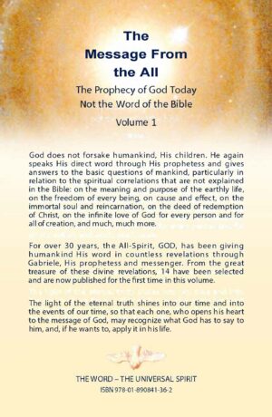 Back Cover to the Message from the All - a collection of Revelations, from the Spirit of God
