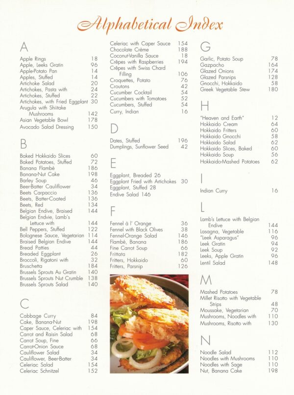 Animal-Friendly Cookbook: Index Page 1