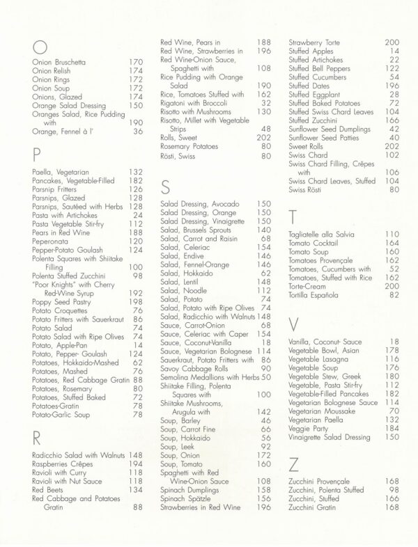 Animal-Friendly Cookbook: Index Page 2