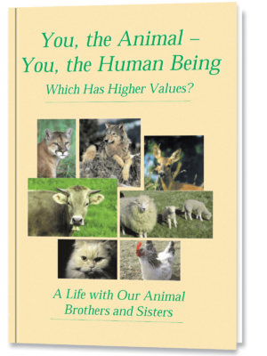 A book proving that God loves animals, too! The Cover shows a mountain lion, a deer, a cow, a wolf, a cat, sheep, a lamb and a hen.