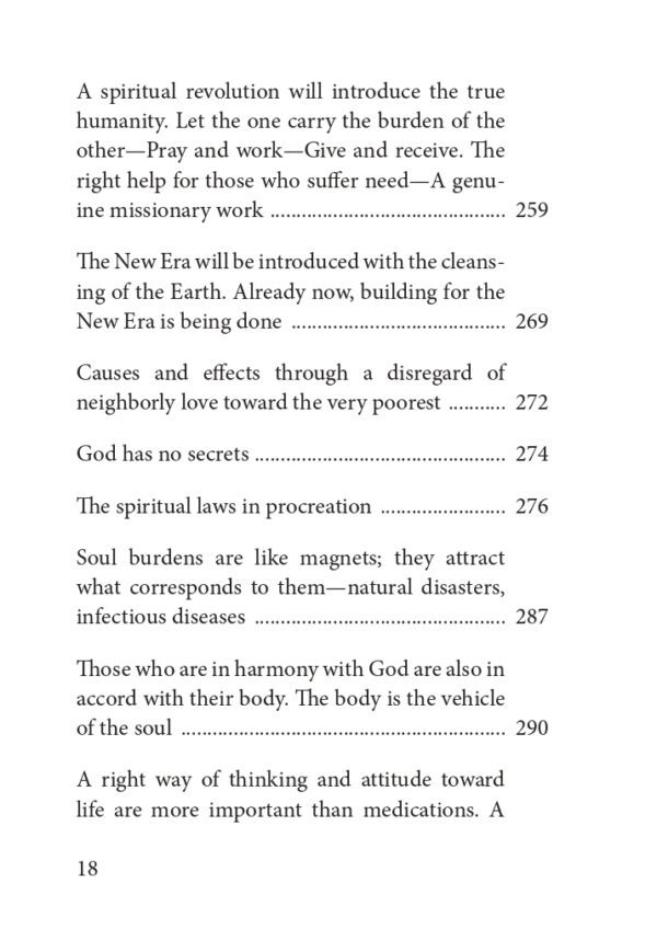 Spiritual Healing Book: Words of Life for the Health of Soul And Body. Table of Contents.