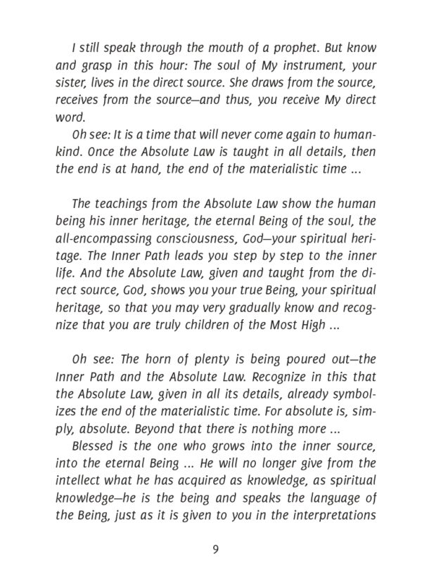 Sample Page from The Great Cosmic Teachings of Jesus of Nazareth, To His Apostles and Disciples Who Could Understand Them, with Explanations by Gabriele. Cosmic Wisdom and Ancient Prophecy, the True Prophecy Today. The Spiritual Laws of the Universe, Explained by Christ Himself.